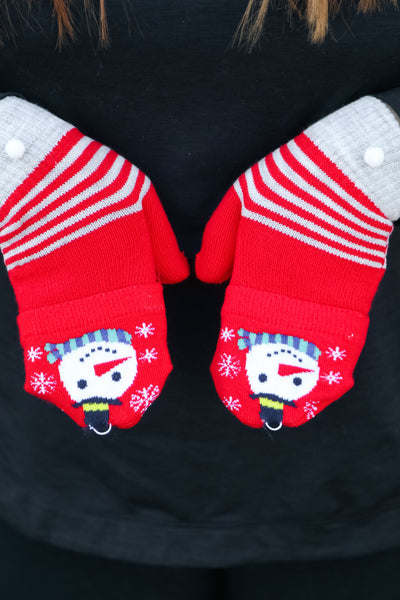 Snowman Fingerless Gloves with Convertible Mittens