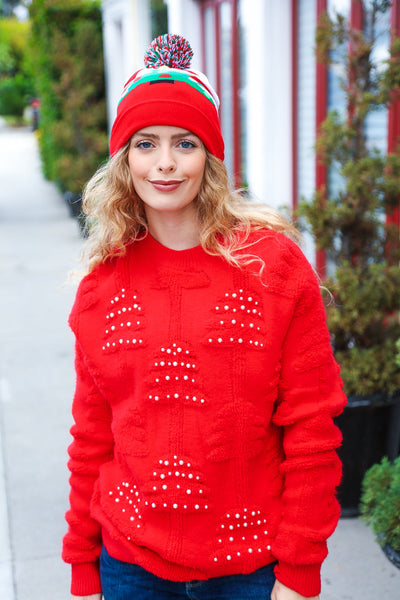 Christmas Tree Pom-Pom Beanie