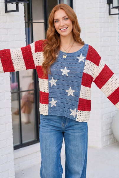 Stars and Stripes Crochet Sweater