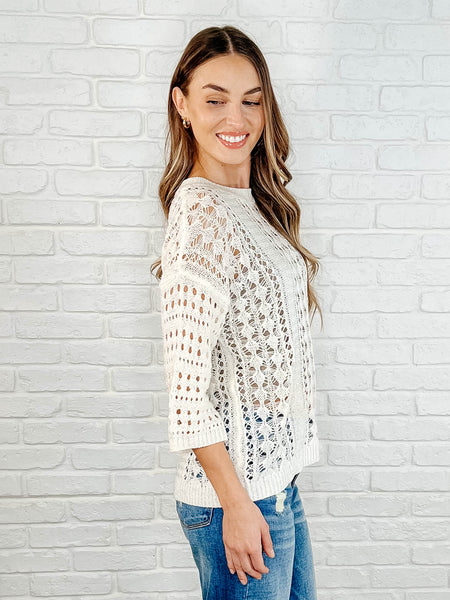 Hallow Laugh Open Knit Top