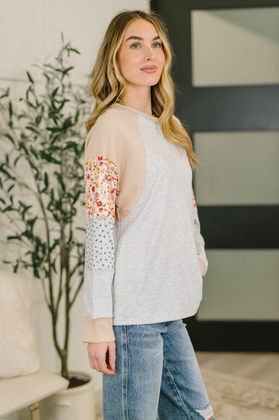 Wondering Aloud Patchwork Long Sleeve Top- 3/3/2026 NEW