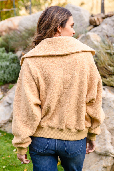 Don't Stress Oversized Collar Sherpa Jacket In Taupe